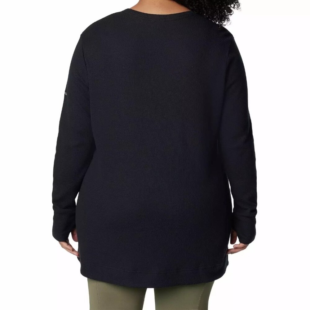 Columbia Black Holly Hideaway Waffle Weave Long-Sleeve Thumb Shirt Tunic Top 1X - Picture 3 of 9